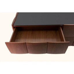 "Avf Delano Tv Stand For Tvs Up To 85"" With Soft Close Doors, Walnut Wood, Black Glass Top & Cable Management - Elegant Storage" - thumbnail 7