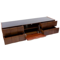 "Avf Delano Tv Stand For Tvs Up To 85"" With Soft Close Doors, Walnut Wood, Black Glass Top & Cable Management - Elegant Storage" - thumbnail 8