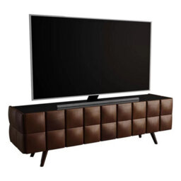 "Avf Delano Tv Stand For Tvs Up To 85"" With Soft Close Doors, Walnut Wood, Black Glass Top & Cable Management - Elegant Storage" - thumbnail 2