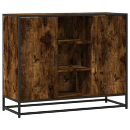 Berkfield Sideboard Smoked Oak 92X35X76 Cm Engineered Wood - thumbnail 2
