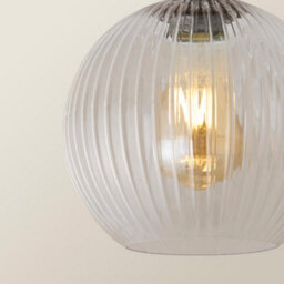 Valuelights Maddison Clear Rib Glass Brushed Brass 3 Drop Diner Ceiling Light & Filament Bulbs - thumbnail 4
