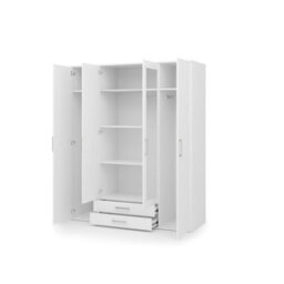 Arte Taby 1 Four Hinged Door Wardrobe White Matt With 2 Mirrored Doors 162Cm - thumbnail 6