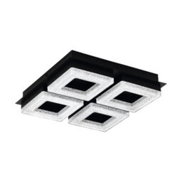 Eglo Fradelo 1 Led Wall Or Ceiling Light, Warm White 3000K, Black Steel & Crystal Effect Panels, Modern Indoor Lighting - thumbnail 2