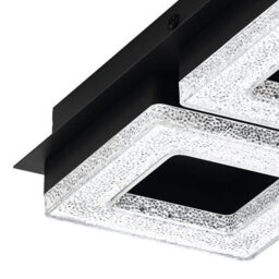 Eglo Fradelo 1 Led Wall Or Ceiling Light, Warm White 3000K, Black Steel & Crystal Effect Panels, Modern Indoor Lighting - thumbnail 3