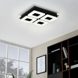 Eglo Fradelo 1 Led Wall Or Ceiling Light, Warm White 3000K, Black Steel & Crystal Effect Panels, Modern Indoor Lighting