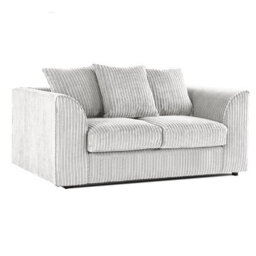 Furnishings For Less UK Luxor Jumbo Cord 3 + 2 + 1 Fabric 3 Piece Sofa Suite - Scatter Back Silver - thumbnail 3