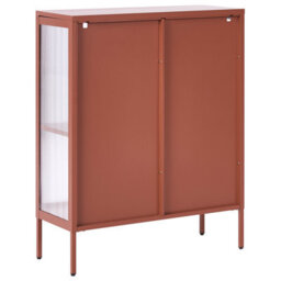 Beliani Glass Display Sideboard Sarre Metal 90 Cm Golden Brown - thumbnail 6