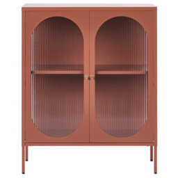 Beliani Glass Display Sideboard Sarre Metal 90 Cm Golden Brown - thumbnail 5