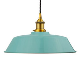 Duck Egg Blue Chancery Painted Dome Pendant Light With Antique Gold Lamp Holder And Black Twisted Cable - Se Home - thumbnail 1