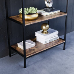 Lassic Vida Designs Brooklyn Dark Wood 5 Tier Bookcase Industrial Freestanding Shelving Unit (H)1440mm (W)600mm (D)300mm - thumbnail 4