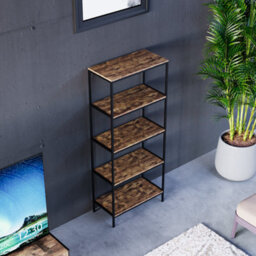 Lassic Vida Designs Brooklyn Dark Wood 5 Tier Bookcase Industrial Freestanding Shelving Unit (H)1440mm (W)600mm (D)300mm - thumbnail 7