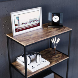 Lassic Vida Designs Brooklyn Dark Wood 5 Tier Bookcase Industrial Freestanding Shelving Unit (H)1440mm (W)600mm (D)300mm - thumbnail 3