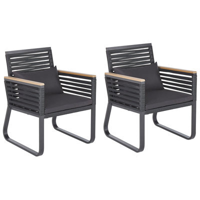 Beliani Set Of 2 Garden Chairs With Cushions Canetto Metal Black - image 1