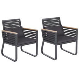 Beliani Set Of 2 Garden Chairs With Cushions Canetto Metal Black - thumbnail 1