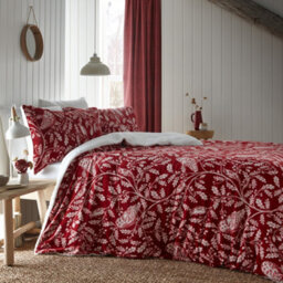 Dreams & Drapes Woodland Owls Red Fleece Duvet Cover Set - thumbnail 3