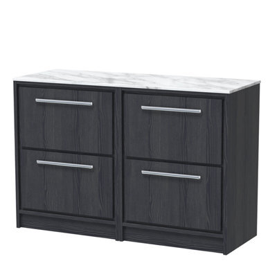 Hudson Reed Lille Floor Standing 4 Drawer Countertop Vanity & Marble Worktop, Graphite Woodgrain, 1210 X 460 mm - image 1