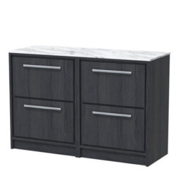 Hudson Reed Lille Floor Standing 4 Drawer Countertop Vanity & Marble Worktop, Graphite Woodgrain, 1210 X 460 mm - thumbnail 2