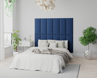 Aspire Easymount Wall Mounted Upholstered Panels, Modular Diy Headboard In Plush Velvet Fabric, Navy (Pack Of 4) - image 1