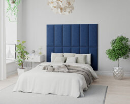 Aspire Easymount Wall Mounted Upholstered Panels, Modular Diy Headboard In Plush Velvet Fabric, Navy (Pack Of 4) - thumbnail 1