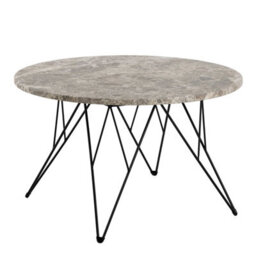 Wyld Haus Toulouse Round Grey Marble-Effect Coffee Table With Black Steel Base - thumbnail 2