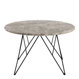 Wyld Haus Toulouse Round Grey Marble-Effect Coffee Table With Black Steel Base - thumbnail 3