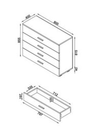 Core Products 4 Drawer White Gloss Chest Of Drawers, H84.0Cm X W80.0Cm X D40.0Cm - thumbnail 6