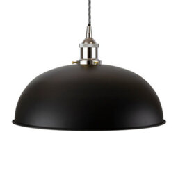 Matt Black Worcester Painted Dome Pendant Light With Nickel Lamp Holder And Grey Twisted Cable - Se Home - thumbnail 1