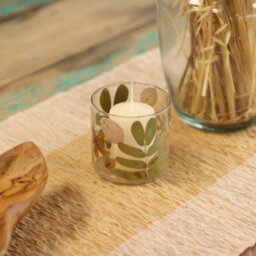 Serenityy Natural Floral Glass Straight Candle Holder Primavera - Handmade Recycled Glass With Pressed Leaves And Blossoms - 8X8Cm - thumbnail 5