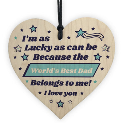 Red Ocean Worlds Best Dad Gift For Birthday Fathers Day Wooden Heart Thank You Gift - image 1