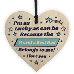 Red Ocean Worlds Best Dad Gift For Birthday Fathers Day Wooden Heart Thank You Gift - thumbnail 1