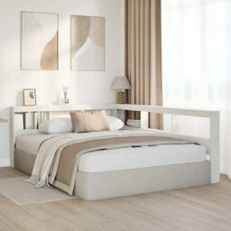 Berkfield Bookcase Headboard L-Shaped White 150 Cm Solid Wood Pine - thumbnail 3