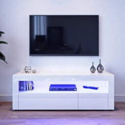 Modern White Tv Unit Cabinet Stand 120Cm High - thumbnail 3