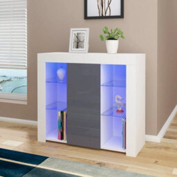 White Matt Body & Grey High Gloss Doors Tv Stand