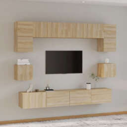 Berkfield 8 Piece Tv Cabinet Set Sonoma Oak Engineered Wood - thumbnail 1