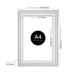 A4 White Ornate Picture Frame (29.7 X 21Cm) Poster, Photo, Artwork, Gallery Wall Or Print - thumbnail 2