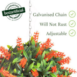 Best Artificial 24Cm Orange Lush Lavender Hanging Basket Flower Topiary Ball - Suitable For Outdoor Use - Weather & Fade Resistant - thumbnail 3