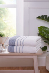 Rapport Home Dakota Stripe Cotton Bath Sheet Towels Set Of 2 (Blue)