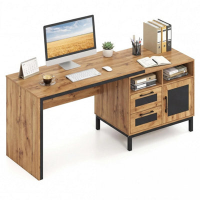 180Cm Executive Desk Large Wooden Computer Table With Open Compartments - image 1