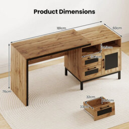 180Cm Executive Desk Large Wooden Computer Table With Open Compartments - thumbnail 2