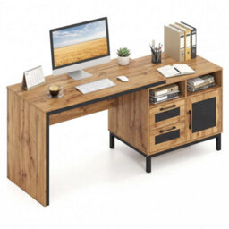 180Cm Executive Desk Large Wooden Computer Table With Open Compartments - thumbnail 1