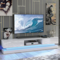 Tv Unit 180Cm Sideboard Cabinet Cupboard Tv Stand Living Room High Gloss Doors - White - thumbnail 3