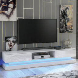 Tv Unit 180Cm Sideboard Cabinet Cupboard Tv Stand Living Room High Gloss Doors - White - thumbnail 2