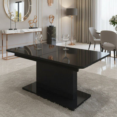 Opti Extendable Table With Adjustable Height For Modern Interiors Black Gloss - image 1