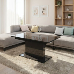 Opti Extendable Table With Adjustable Height For Modern Interiors Black Gloss - thumbnail 2