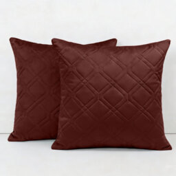 Ameha Burgundy Embossed Diamond Velvet Cushion Cover, 18X18 Inch, Pack Of 2, Anti Allergic, Breathable & Ultra Soft