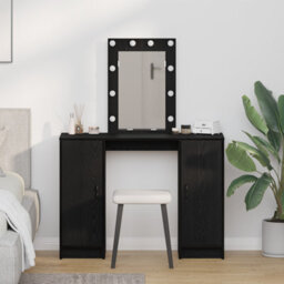 Walplus Dressing Table With Led Lights Black Oak 102X33X135 Cm - thumbnail 1