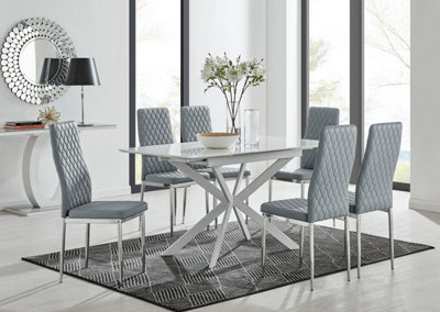 Furniturebox Uk Lira 120 Extending Dining Table And 6 Grey Milan Chairs - image 1