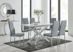 Furniturebox Uk Lira 120 Extending Dining Table And 6 Grey Milan Chairs - thumbnail 1