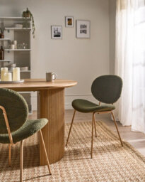 Beliani Set Of 2 Dining Chairs Luana Boucle Dark Green - thumbnail 2