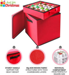 Almineez Christmas Tree 64 Bauble Decorations Box Bag Holder With 4 Removable Trays - thumbnail 4